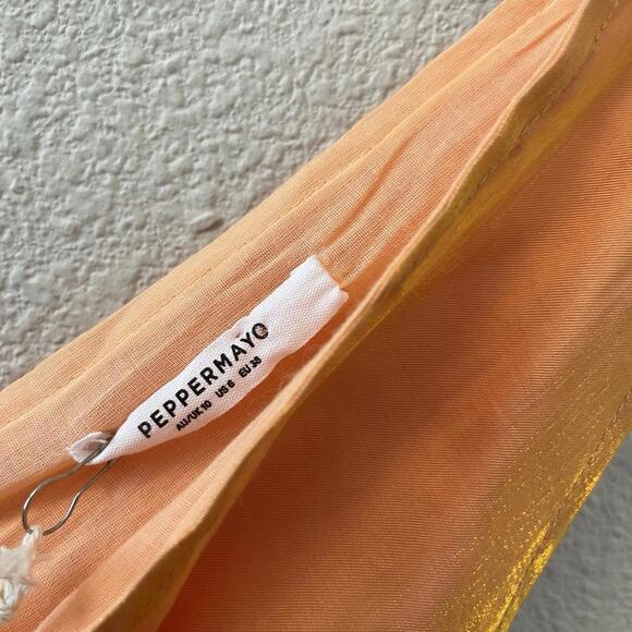 NWT Peppermayo Womens Dress Size 6 Audrey Vintage Slip Dress Satin Mango Shimmer - Picture 7 of 9